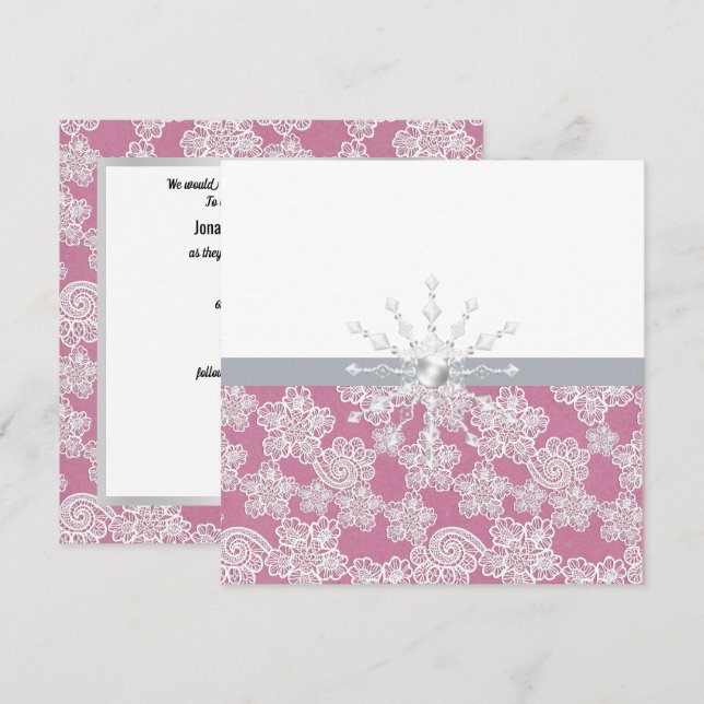 Blush Pink Lace Wedding Einladung (Vorne/Hinten)