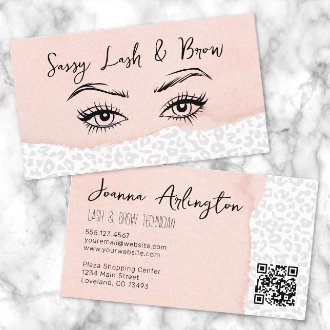 Blush Pink Lash Makeup Artist Visitenkarte (Stylish Blush Pink Lash Makeup Artist Business Card)