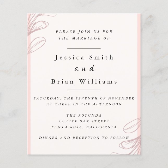 Blush Pink Leaf Wedding Flyer (Vorne)