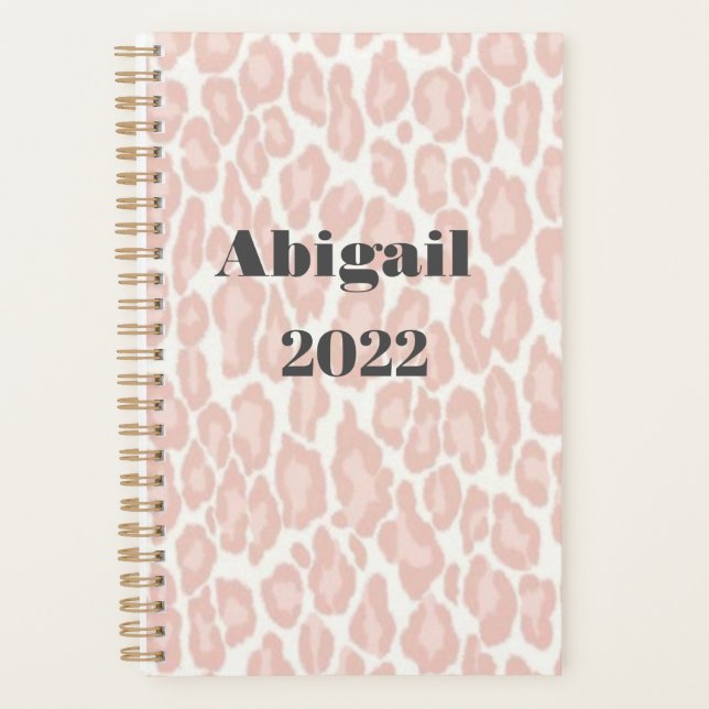 Blush Pink Leopard Print Modern Girl Termin  Planer (Vorderseite)
