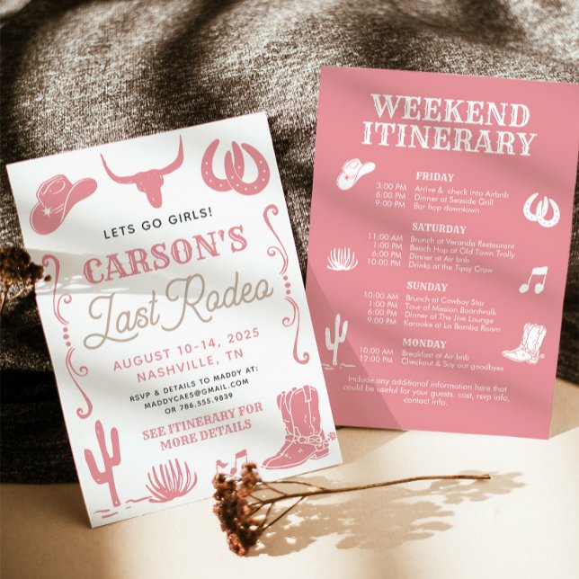 Blush Pink Letztes Rodeo Cowgirl Bachelorette Einl Einladung (Von Creator hochgeladen)