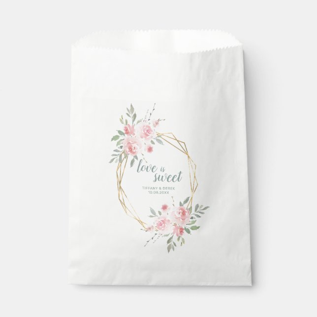 Blush Pink Liebe ist süße Hochzeit Geschenktütchen (Vorderseite)
