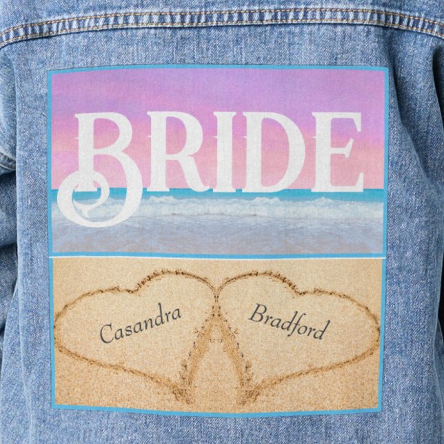 Blush Pink Lila Beach Wedding 2 Heart Bride Jeansjacke (Von Creator hochgeladen)