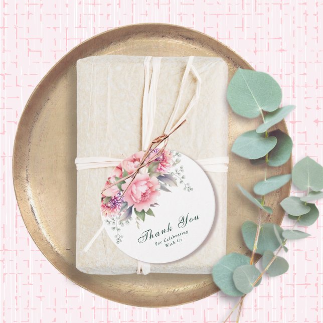 Blush Pink Lila Blumenschrift Hochzeit Vielen Dank Geschenkanhänger (Von Creator hochgeladen)