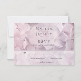 Blush Pink Lila Hydrangea Bloral Wedding RSVP Karte