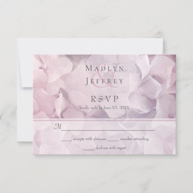 Blush Pink Lila Hydrangea Bloral Wedding RSVP Karte (Vorderseite)