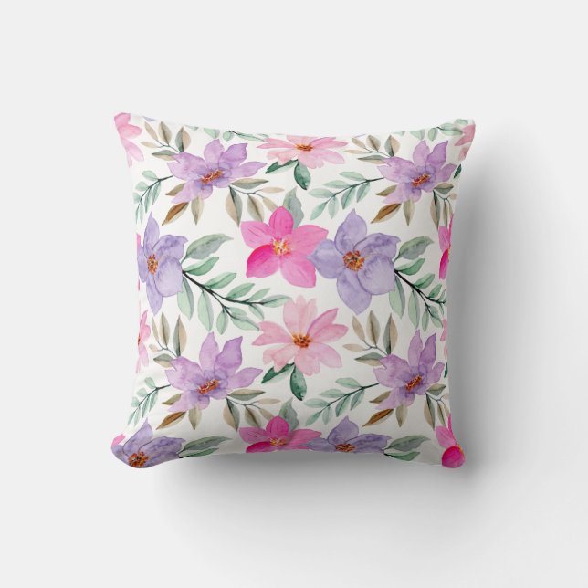 Blush Pink Lilac Floral Pattern Trendy Kissen (Vorderseite)