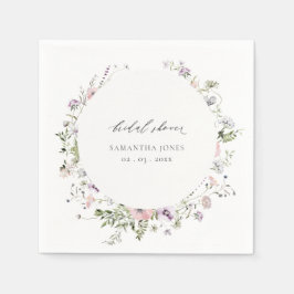 Blush Pink Lilac Wildblume Wreath Brautparty Serviette