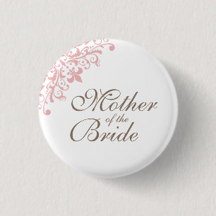 Blush Pink Lilie Script Mutter der Braut Button