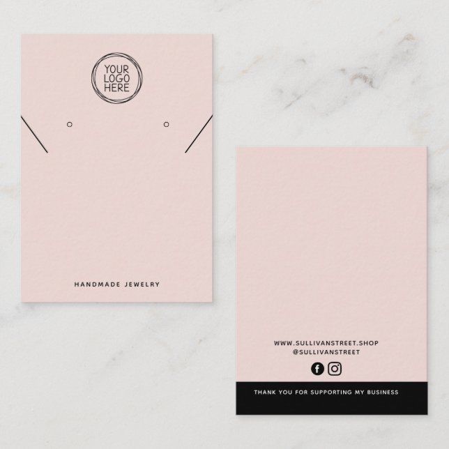 Blush-Pink-Logo-Netzwerkkarte Ohrringe-Display-Kar Telefonnummerkarte (Vorne/Hinten)