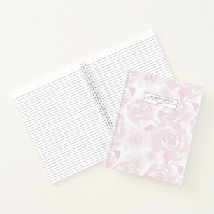 Blush Pink Loose Wasserfarbe Blume Personalisiert  Notizbuch