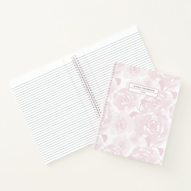Blush Pink Loose Wasserfarbe Blume Personalisiert  Notizbuch (Innenseite)
