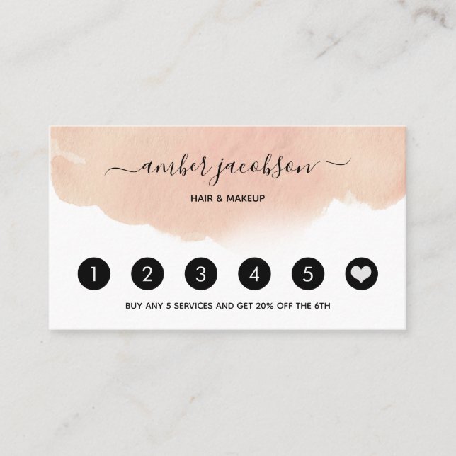 Blush Pink Loyalty Card für Wasserfarben Treuekarte (Vorderseite)