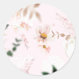 Blush Pink Magnolia Rose Goldenes Muster Runder Aufkleber