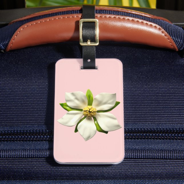 Blush Pink Magnolia Spring Blossom MOD Blume 60er Gepäckanhänger (Vorderseite Insitu 2)