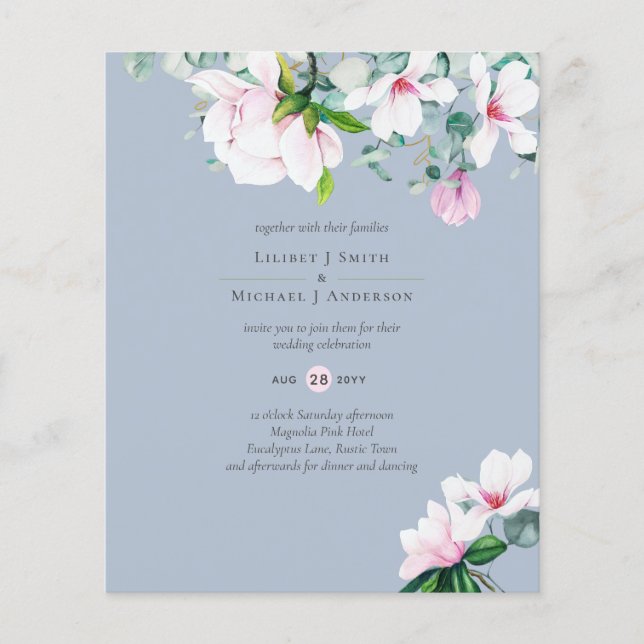 Blush Pink Magnolia Wedding Flyer (Vorne)