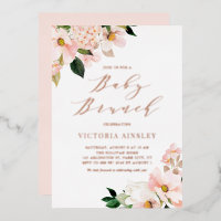 Blush Pink Magnolias Rose Gold Foil Kinderdusche