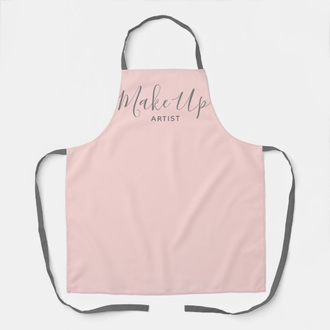 Blush Pink Make up Artist Gray Handwriting Script  Schürze (Vorderseite)