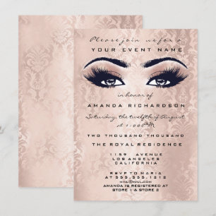 Blush Pink Makeup Glitzer Augen 16. Bridal Damask Einladung