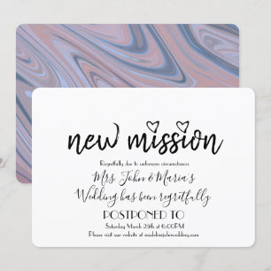 Blush Pink Marble Neue Mission Hochzeitdatum änder Einladung