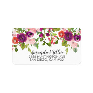 Blush Pink & Marsala Floral Rückgabe-Adresse Adressaufkleber