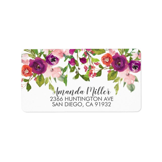 Blush Pink & Marsala Floral Rücksendeadresse Adressaufkleber (Vorne)