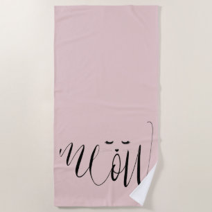 Blush Pink Meow Cat Strandtuch