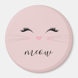 Blush PInk Meow Whiskers Kitty Magnet