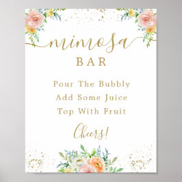 Blush Pink Mimosa Bar Sign Poster