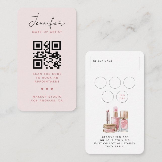 Blush Pink Minimal Chic MakeUp Artist Beruflich Visitenkarte (Vorne/Hinten)
