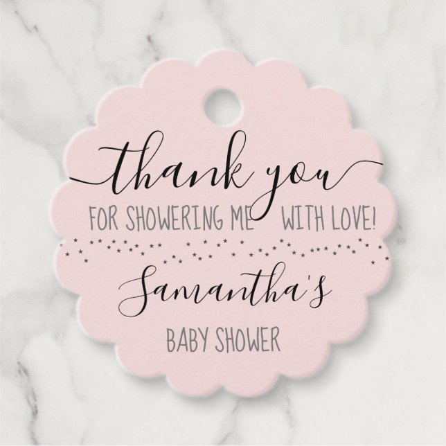 Blush Pink Minimal Modern Danke Babydusche Geschenkanhänger (Vorderseite)