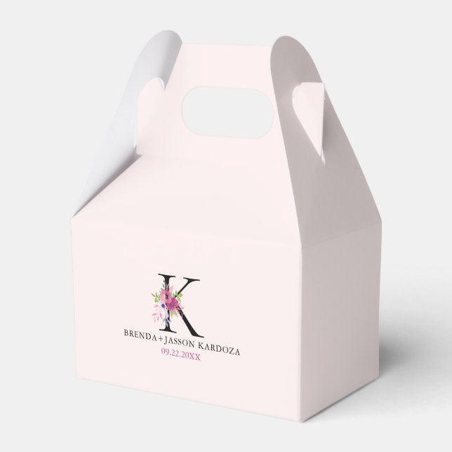 Blush Pink Minimalisation Custom Floral Monogram Geschenkschachtel (Vorderseite)