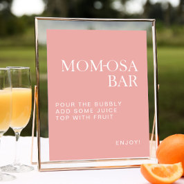 Blush Pink Minimalistisch Baby Dusche Momosa Bar Poster