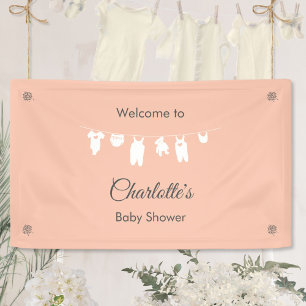 Blush Pink Minimalistisch Baby Girl Dusche Banner