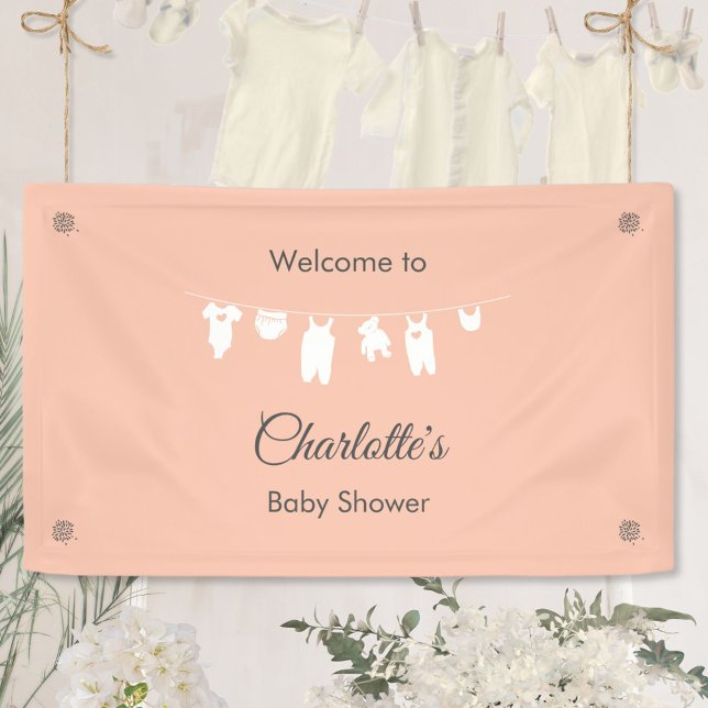 Blush Pink Minimalistisch Baby Girl Dusche Banner (Minimalist Blush Pink Baby Girl Shower Welcome Banner ©Susanne Sachers - Sunny Mind 🌞)