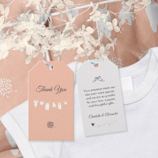 Blush Pink Minimalistisch Baby Girl Dusche Geschenkanhänger