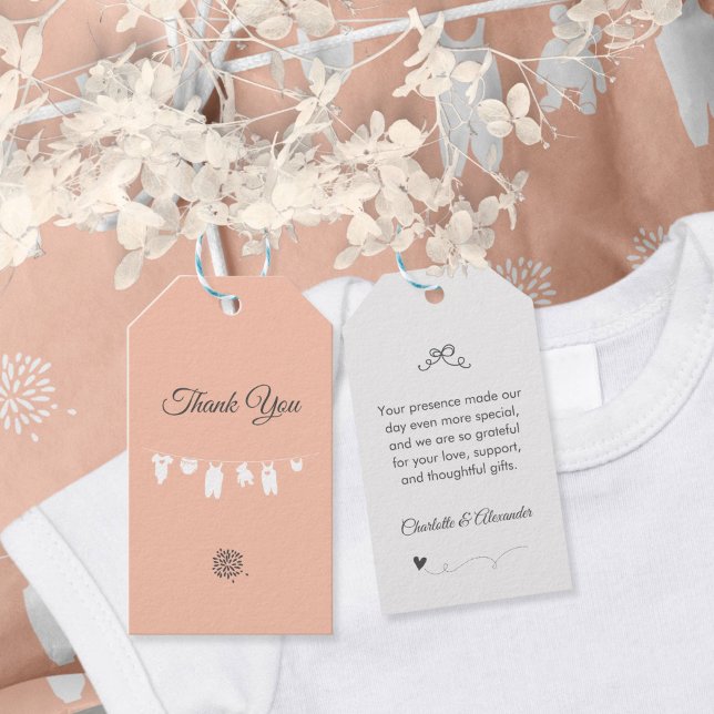 Blush Pink Minimalistisch Baby Girl Dusche Geschenkanhänger (Blush Pink Minimalist Baby Girl Shower Gift Tags ©Susanne Sachers - Sunny Mind 🌞)