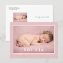 Blush Pink Minimalistisch Baby Girl Geburtserkläru