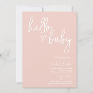 Blush Pink Minimalistisch Moderne Boho Babydusche Einladung