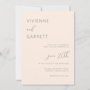 Blush Pink Minimalistisch Moderne einfache Hochzei Einladung