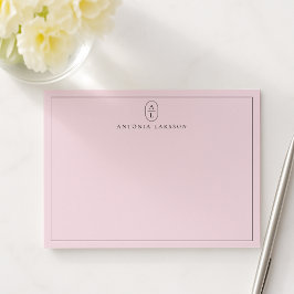 Blush Pink Minimalistisch Monogram Name Flush Note Mitteilungskarte