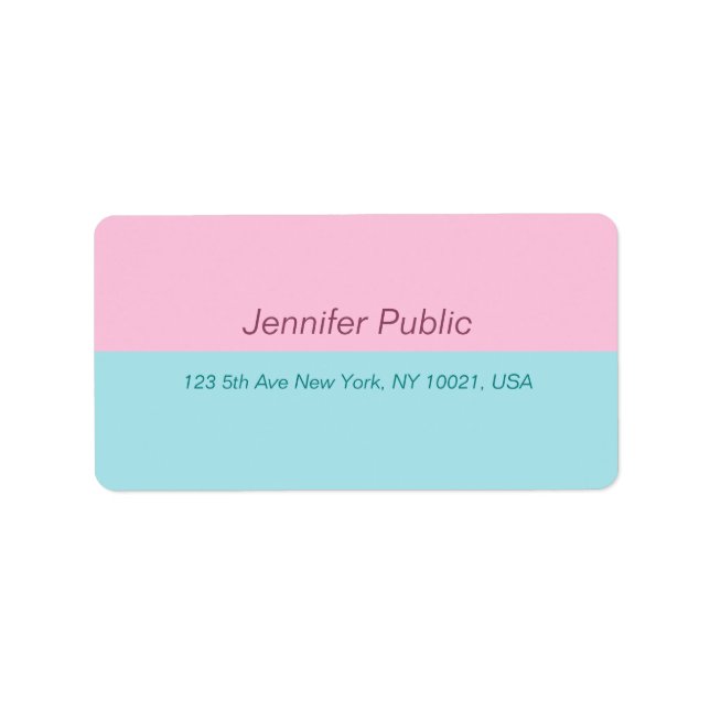 Blush Pink Mint Blue Elegante Trendy Adresse Adressaufkleber (Vorne)
