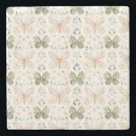 Blush Pink Mint Green Butterflies  Steinuntersetzer<br><div class="desc">Blush Pink Mint Green Butterflies</div>