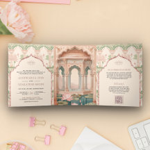 Blush Pink Mint Green Lotus Garden Indian Wedding