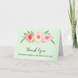 Blush Pink Minze Green Brautparty Vielen Dank Dankeskarte