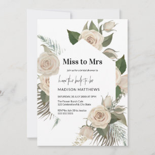 Blush Pink Miss an Rose Floral Brautparty Einladung
