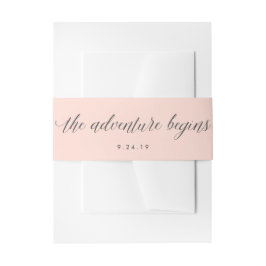 Blush Pink mit Grau Das Abenteuer beginnt Hochzeit Einladungsbanderole