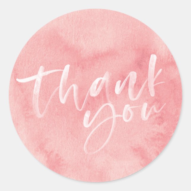 Blush pink mit handgeschriebenem Dankeschön an Auf Runder Aufkleber (Vorderseite)