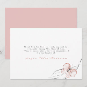 Blush Pink mit Schmetterlingsbeerdigung Dankeskarte