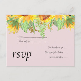 Blush Pink mit Sonnenblumen Hochzeitbudget Einladungspostkarte